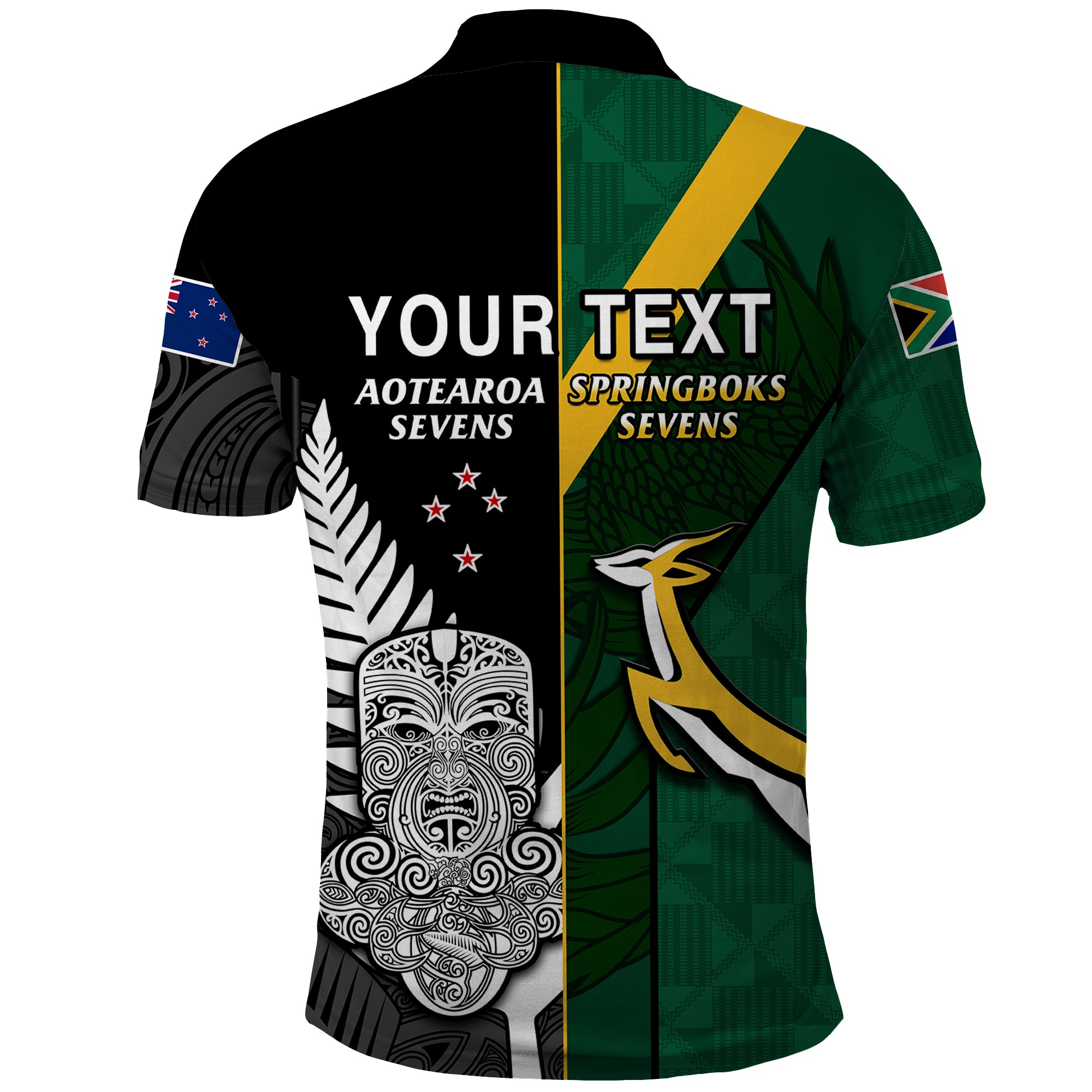 cusotm-personalised-south-africa-and-aotearoa-rugby-7s-springboks-mix-tiki-fern-polo-shirt