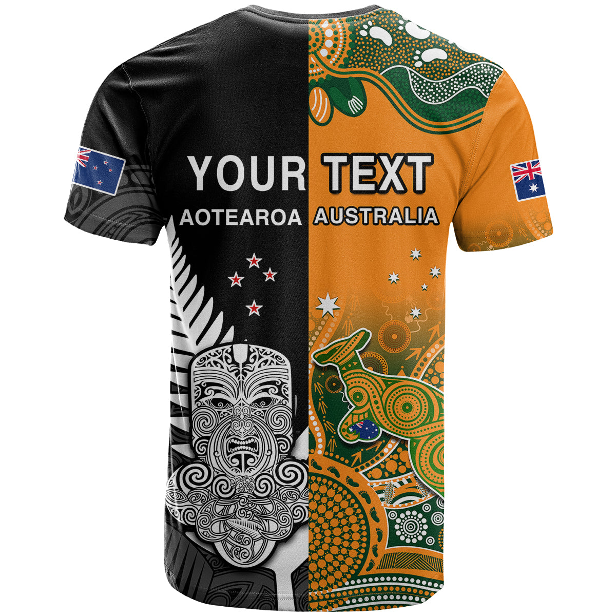 cusotm-personalised-aussie-and-aotearoa-rugby-7s-kangaroos-mix-tiki-fern-t-shirt