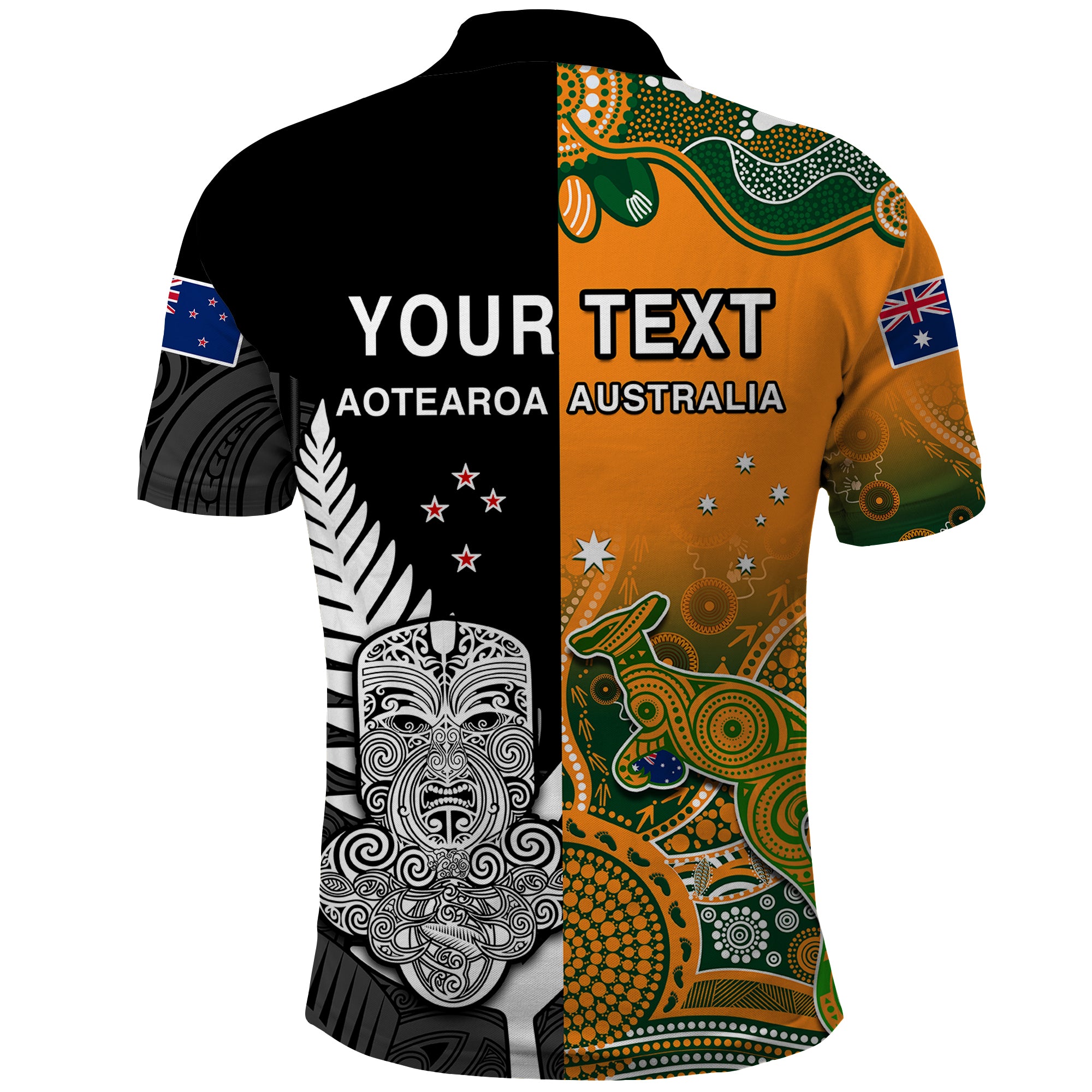 cusotm-personalised-aussie-and-aotearoa-rugby-7s-kangaroos-mix-tiki-fern-polo-shirt