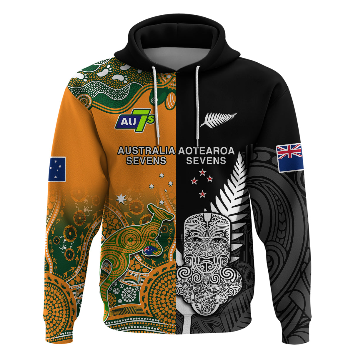 cusotm-personalised-aussie-and-aotearoa-rugby-7s-kangaroos-mix-tiki-fern-hoodie