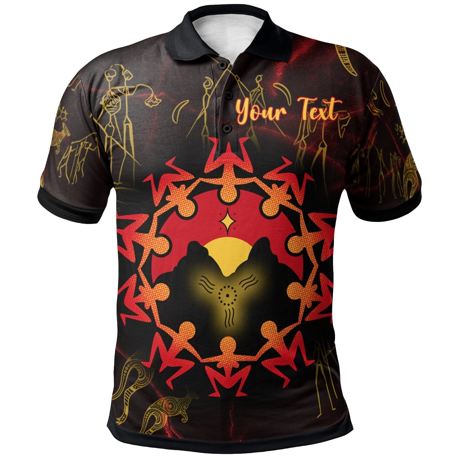 custom-aboriginal-polo-shirts-australia-map-and-indigenous-flag