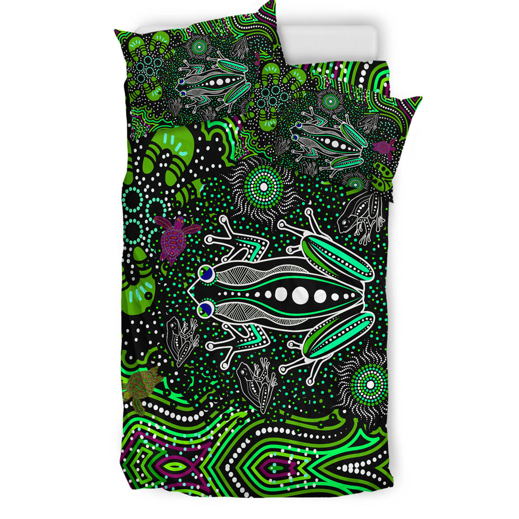 australia-indigenous-bedding-set-aboriginal-inspired-art-frog-dreaming-dot-art-background