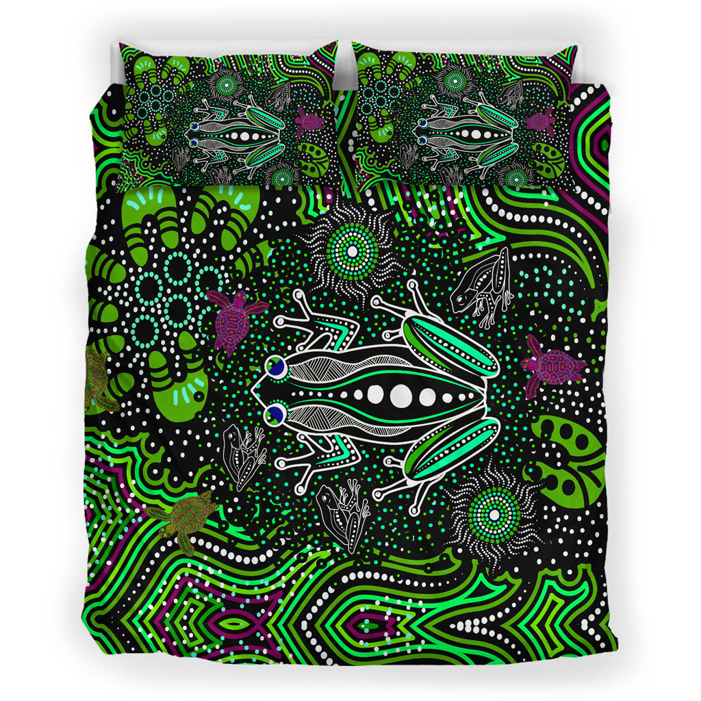 australia-indigenous-bedding-set-aboriginal-inspired-art-frog-dreaming-dot-art-background