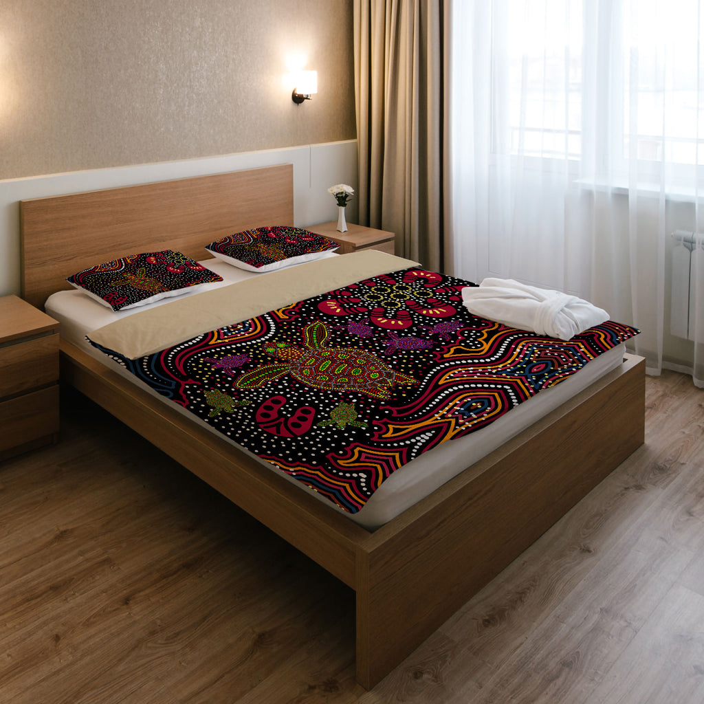 australia-indigenous-bedding-set-aboriginal-inspired-art-turtles-dreaming-story-background