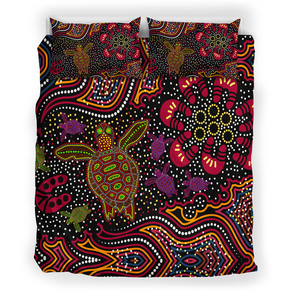 australia-indigenous-bedding-set-aboriginal-inspired-art-turtles-dreaming-story-background