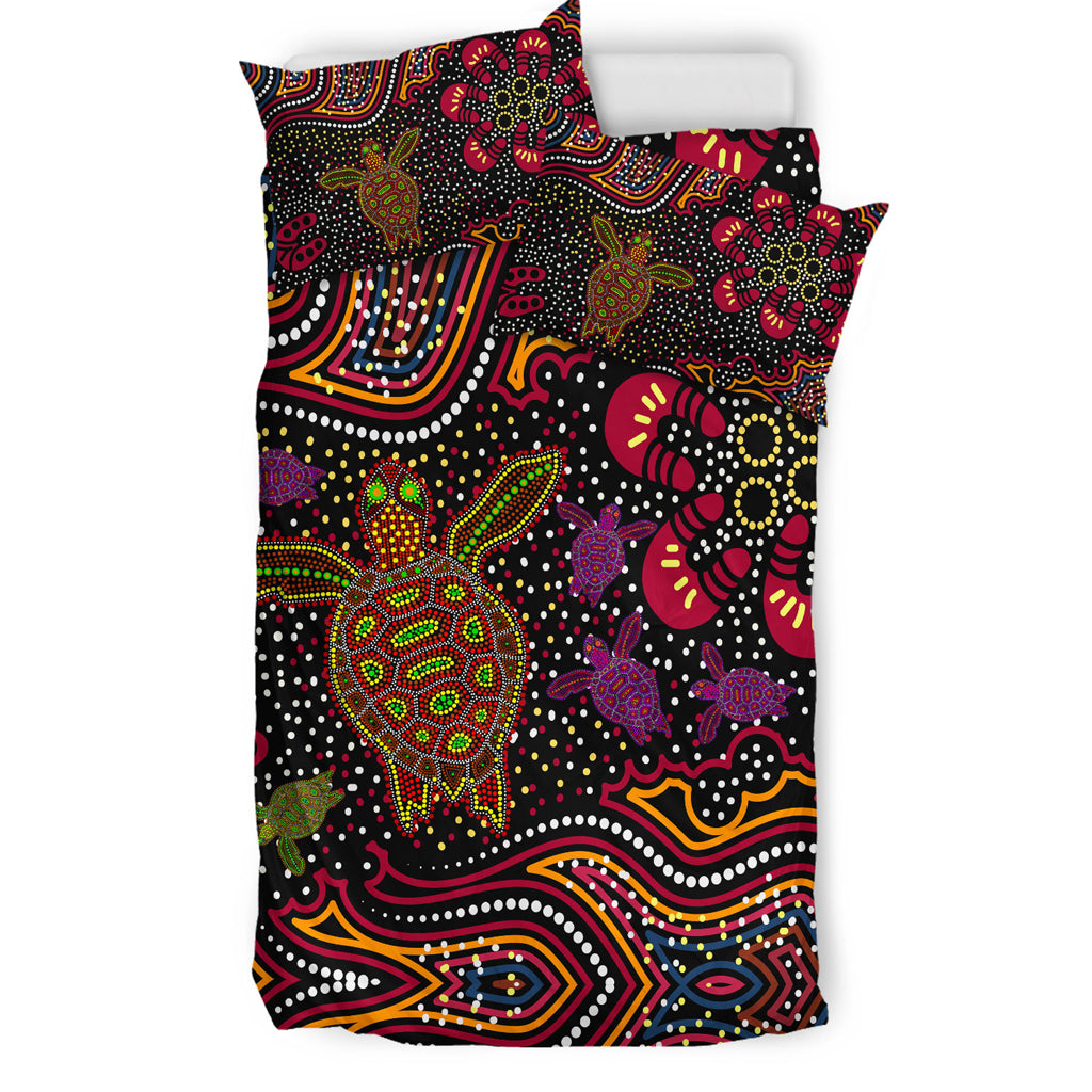 australia-indigenous-bedding-set-aboriginal-inspired-art-turtles-dreaming-story-background