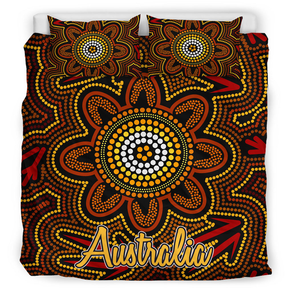 australia-indigenous-bedding-set-aboriginal-inspired-dot-art-background-with-kangaroo-footprints