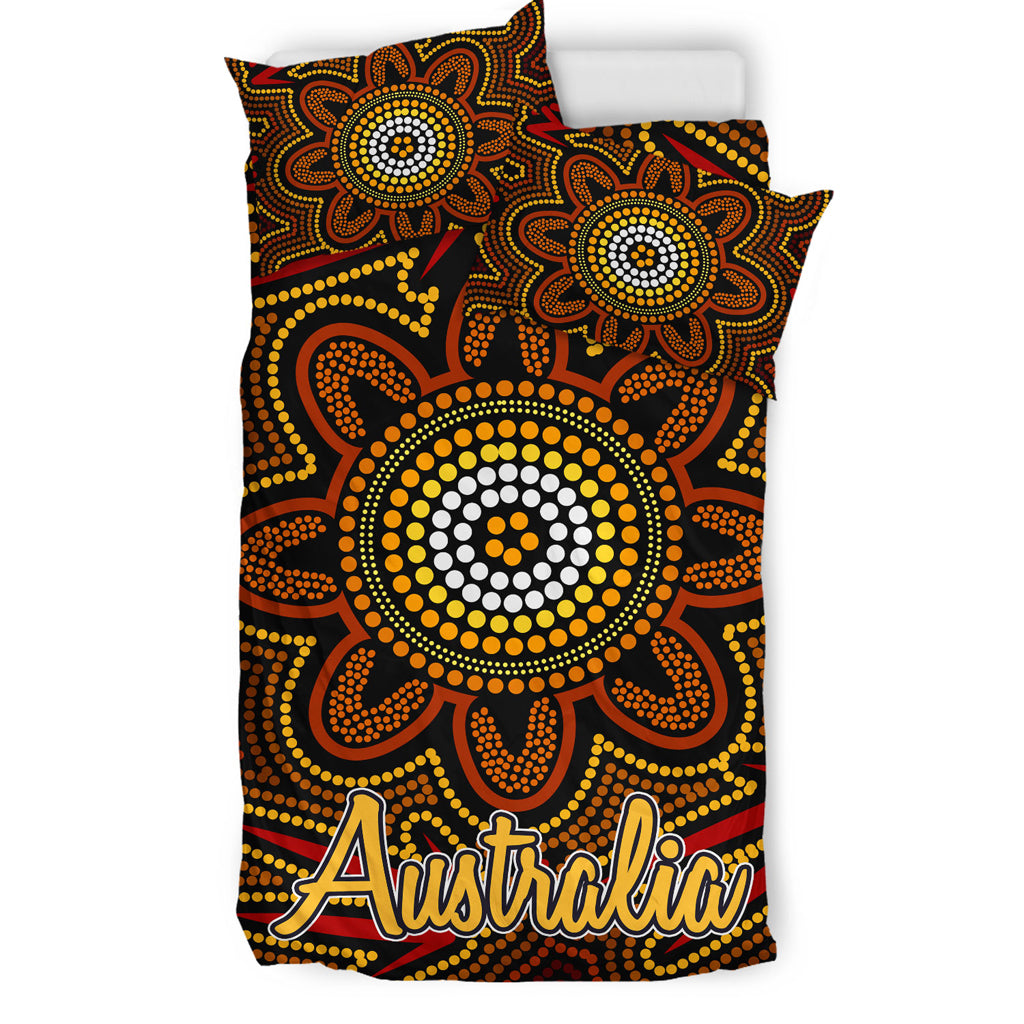 australia-indigenous-bedding-set-aboriginal-inspired-dot-art-background-with-kangaroo-footprints