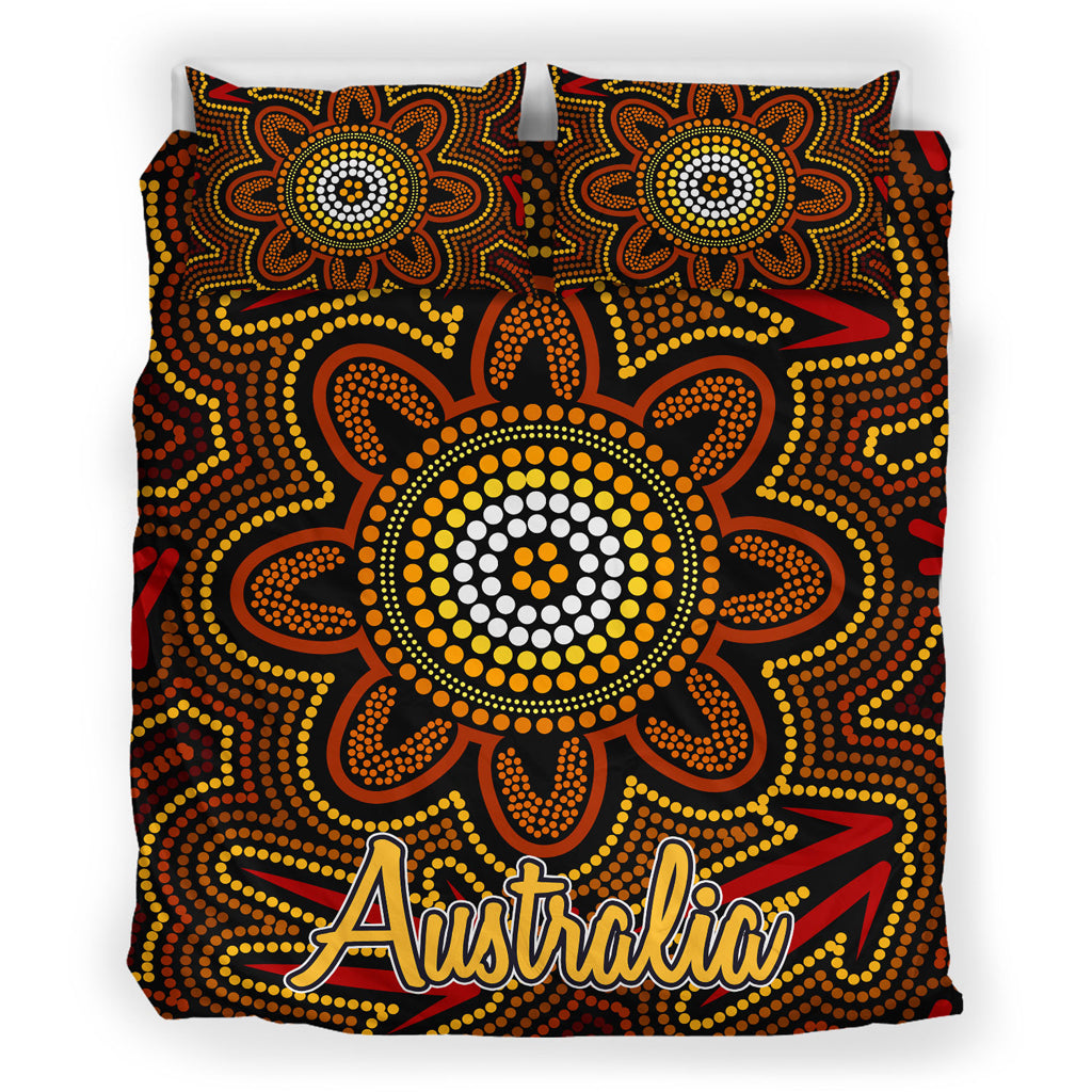 australia-indigenous-bedding-set-aboriginal-inspired-dot-art-background-with-kangaroo-footprints