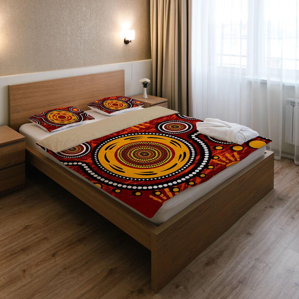 australia-indigenous-bedding-set-aboriginal-inspired-dot-art-conection-concept-with-handprints