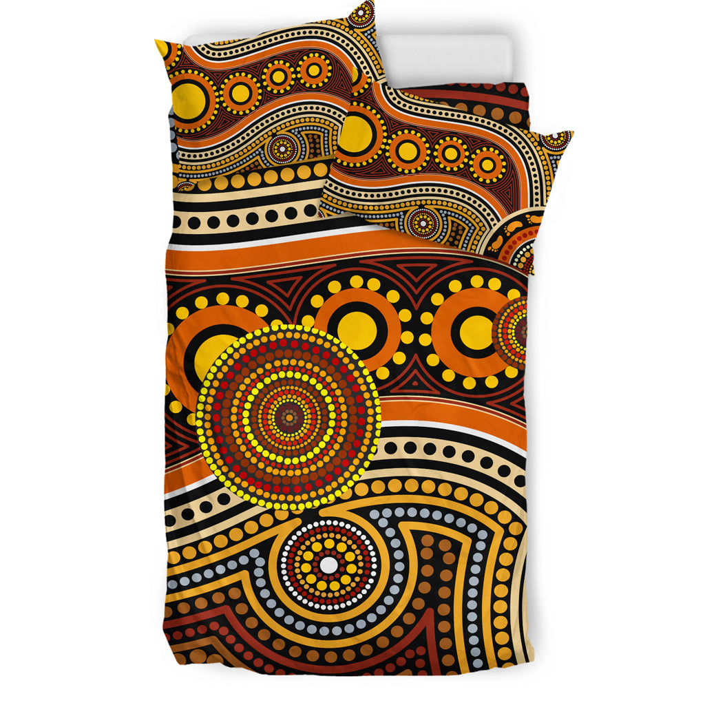 australia-indigenous-bedding-set-aboriginal-inspired-dot-art-connection-with-footprints