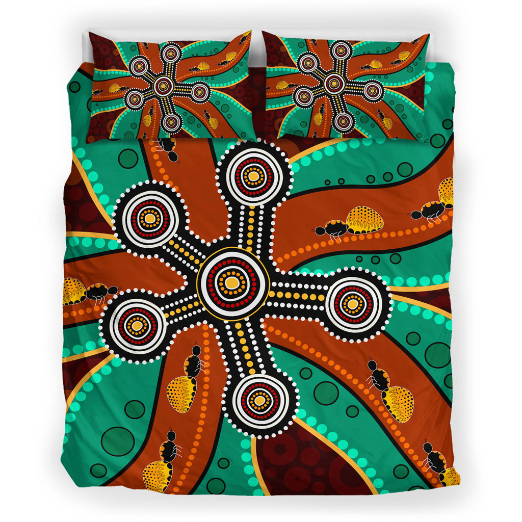 australia-indigenous-bedding-set-aboriginal-inspired-dot-art-depicting-honey-ants