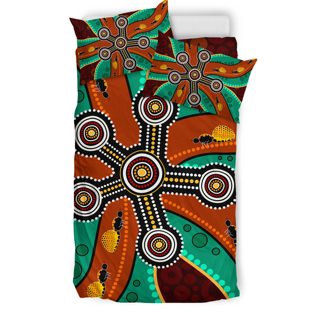 australia-indigenous-bedding-set-aboriginal-inspired-dot-art-depicting-honey-ants