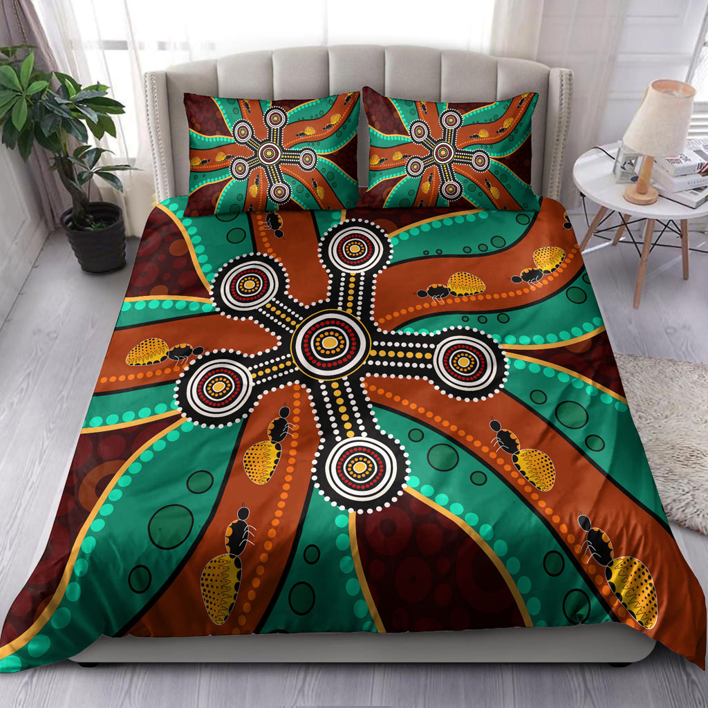 australia-indigenous-bedding-set-aboriginal-inspired-dot-art-depicting-honey-ants