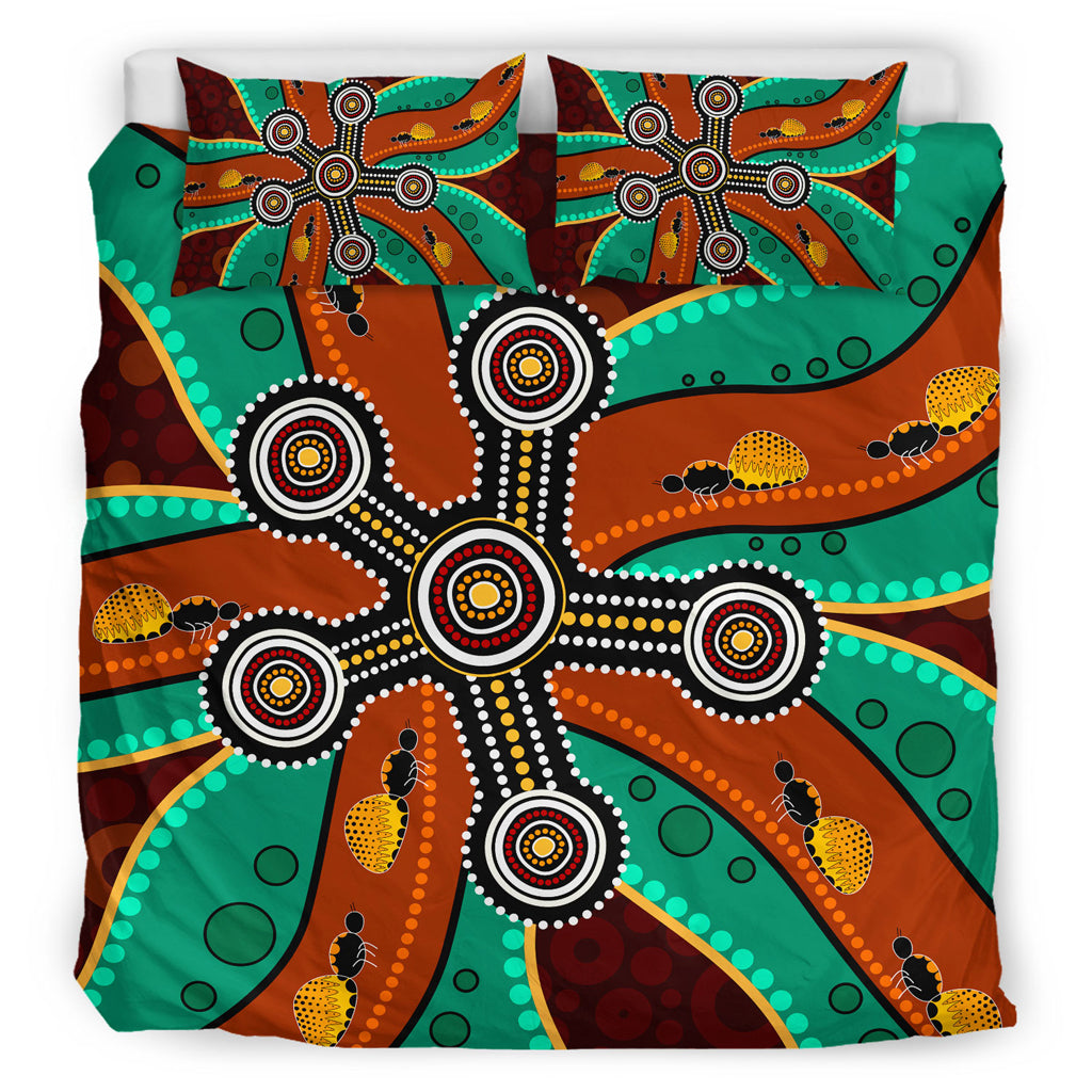 australia-indigenous-bedding-set-aboriginal-inspired-dot-art-depicting-honey-ants