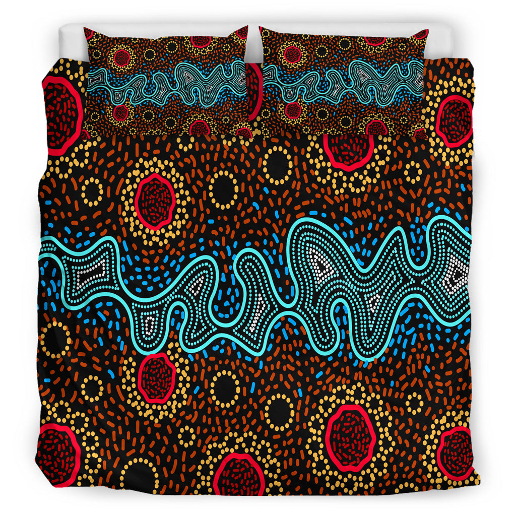 australia-indigenous-bedding-set-aboriginal-inspired-dot-art-painting-river-concept