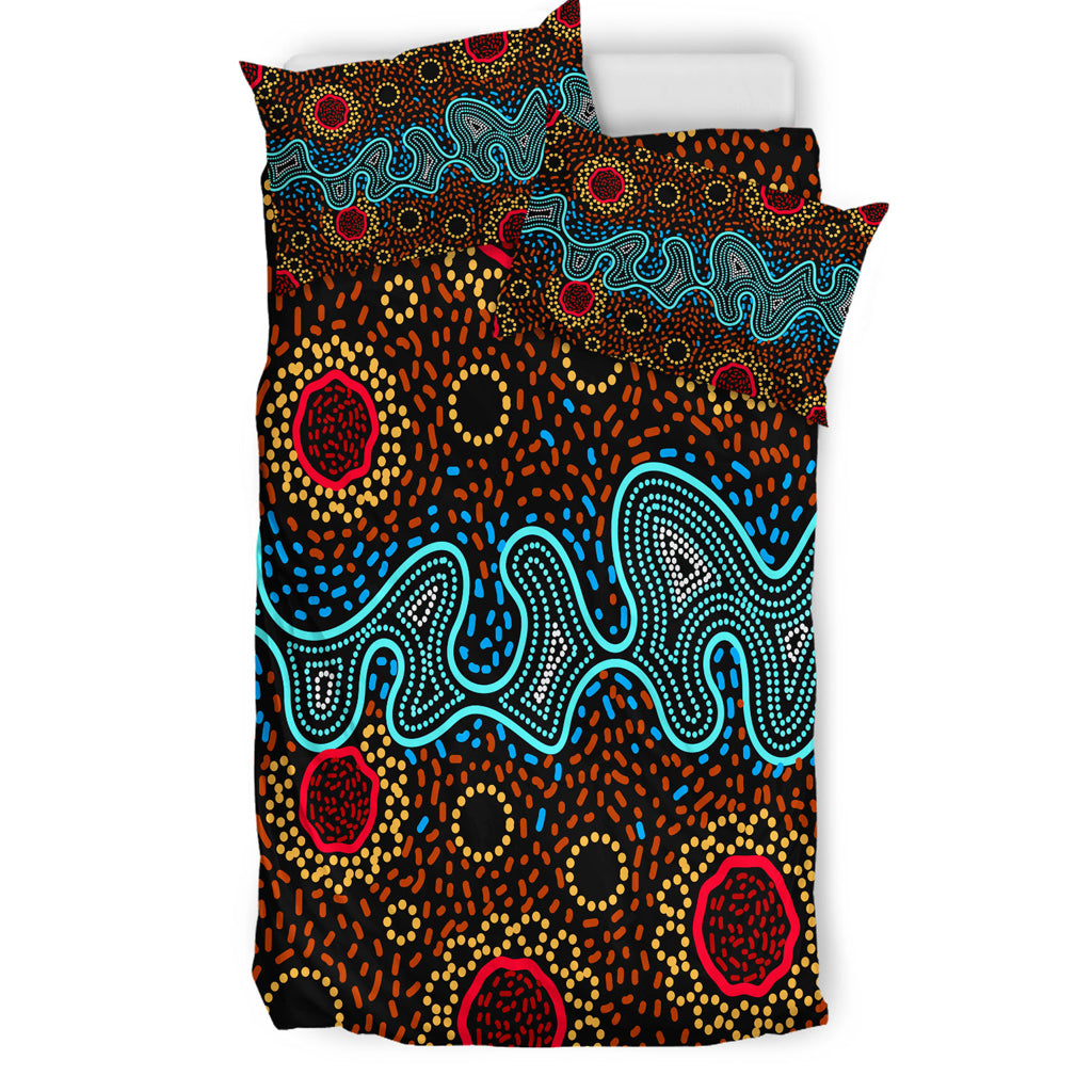 australia-indigenous-bedding-set-aboriginal-inspired-dot-art-painting-river-concept