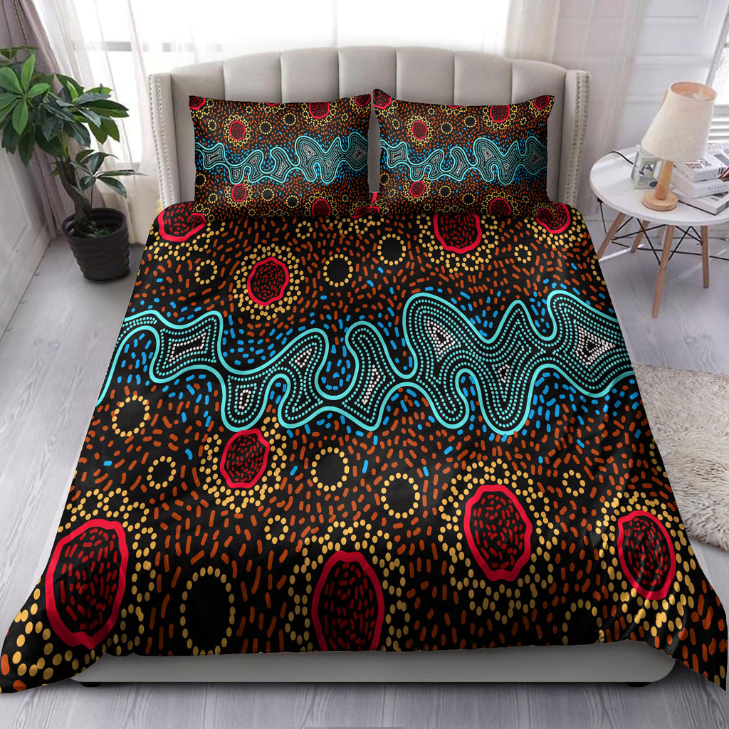 australia-indigenous-bedding-set-aboriginal-inspired-dot-art-painting-river-concept