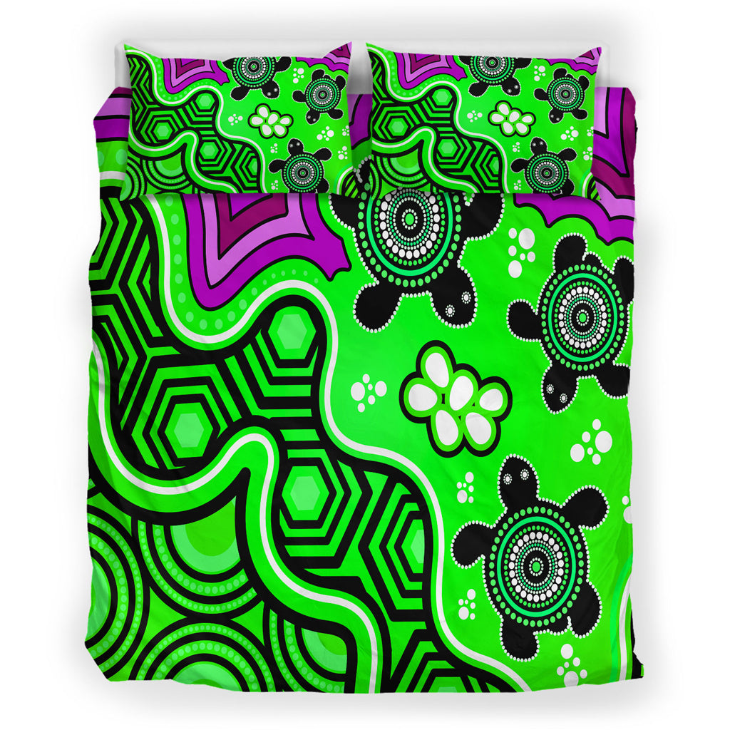 australia-indigenous-bedding-set-aboriginal-inspired-dot-art-painting-with-turtle