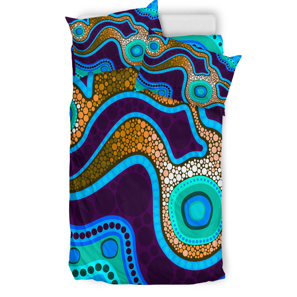 australia-indigenous-bedding-set-aboriginal-inspired-dot-art-background-with-river