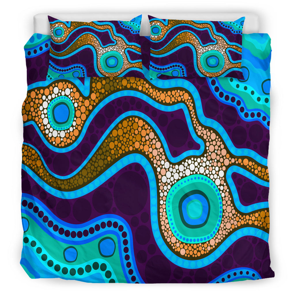 australia-indigenous-bedding-set-aboriginal-inspired-dot-art-background-with-river