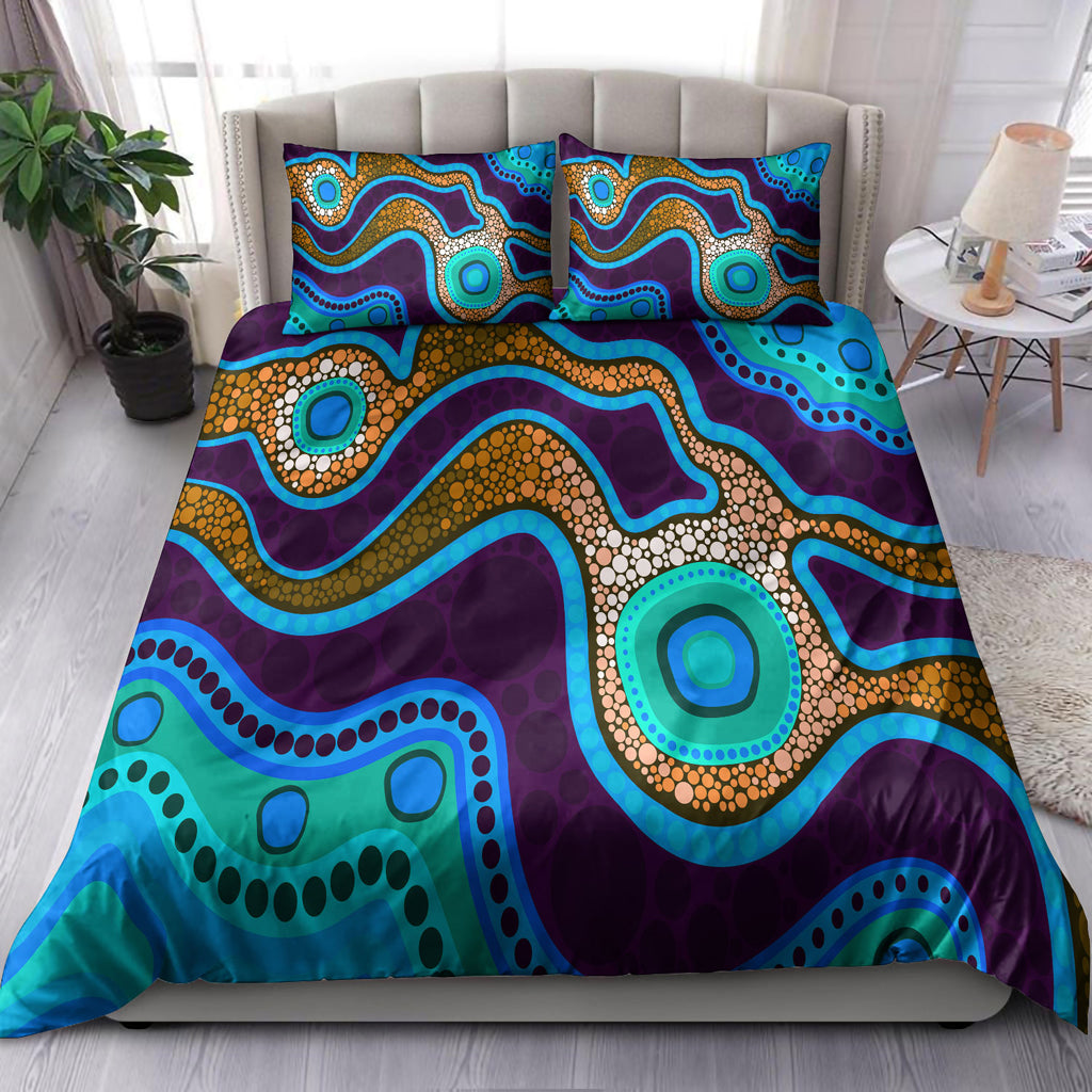 australia-indigenous-bedding-set-aboriginal-inspired-dot-art-background-with-river