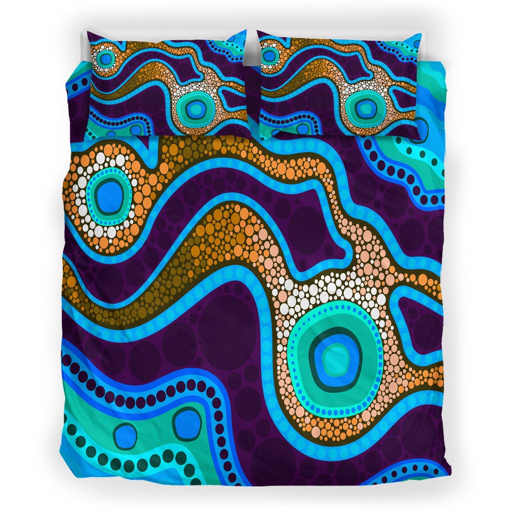 australia-indigenous-bedding-set-aboriginal-inspired-dot-art-background-with-river