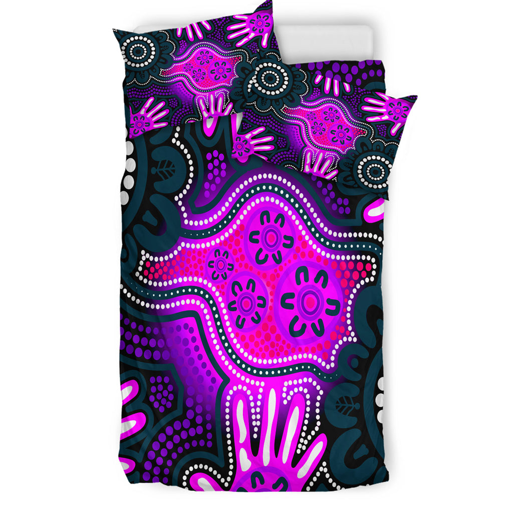 australia-indigenous-bedding-set-aboriginal-inspired-dot-artwork-with-hands