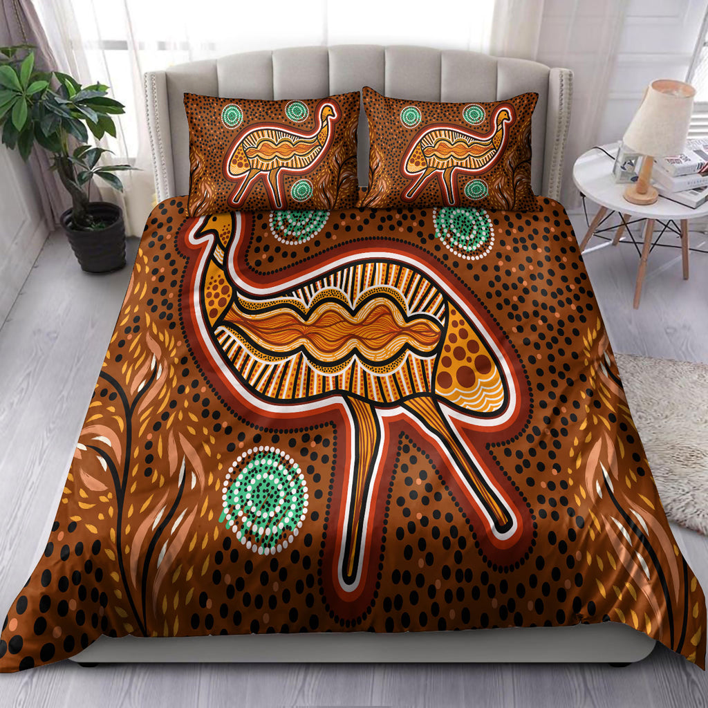 australia-indigenous-bedding-set-aboriginal-inspired-emu-art-illustration