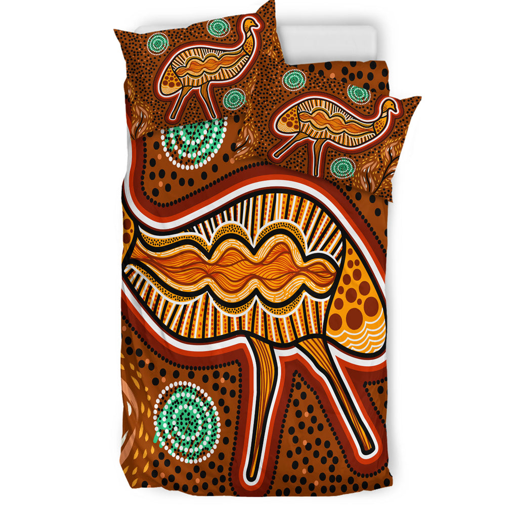 australia-indigenous-bedding-set-aboriginal-inspired-emu-art-illustration