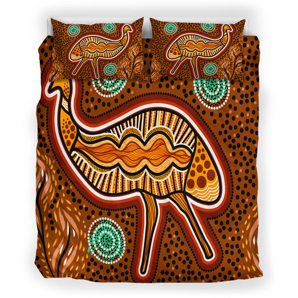 australia-indigenous-bedding-set-aboriginal-inspired-emu-art-illustration