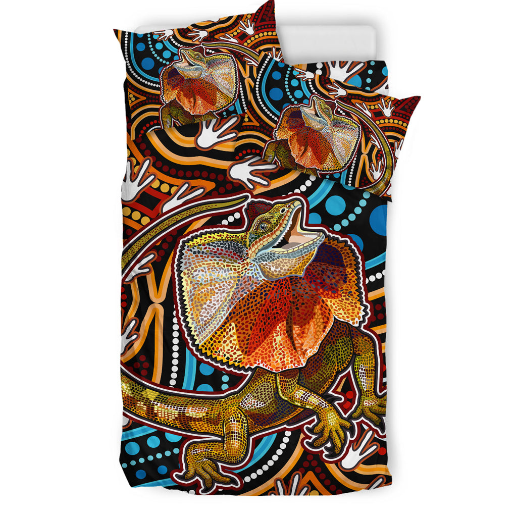 australia-indigenous-bedding-set-aboriginal-inspired-frill-necked-lizard-dreaming