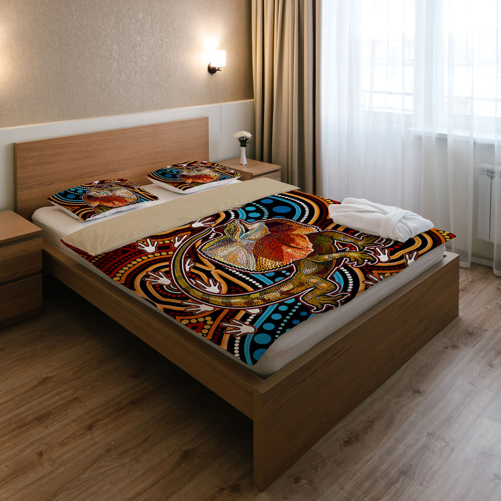 australia-indigenous-bedding-set-aboriginal-inspired-frill-necked-lizard-dreaming