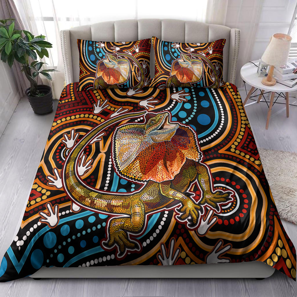 australia-indigenous-bedding-set-aboriginal-inspired-frill-necked-lizard-dreaming