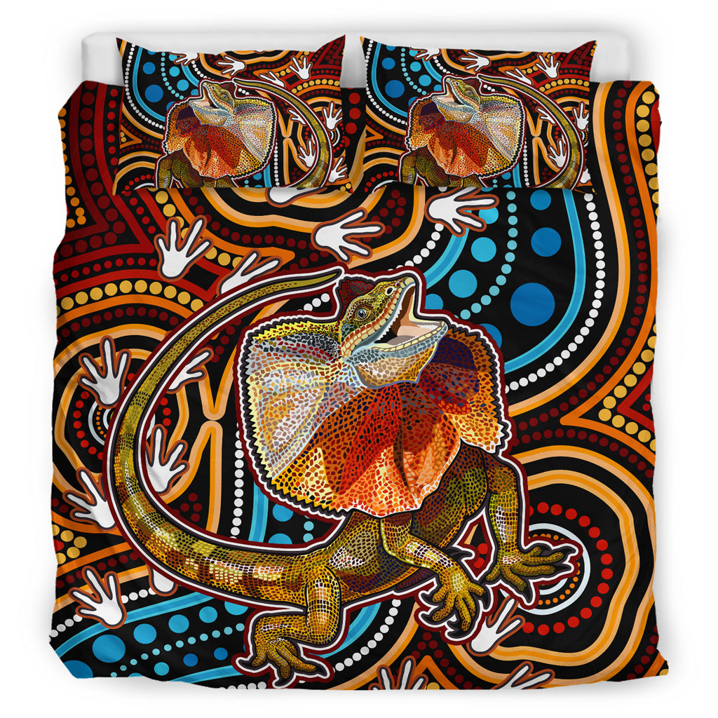 australia-indigenous-bedding-set-aboriginal-inspired-frill-necked-lizard-dreaming