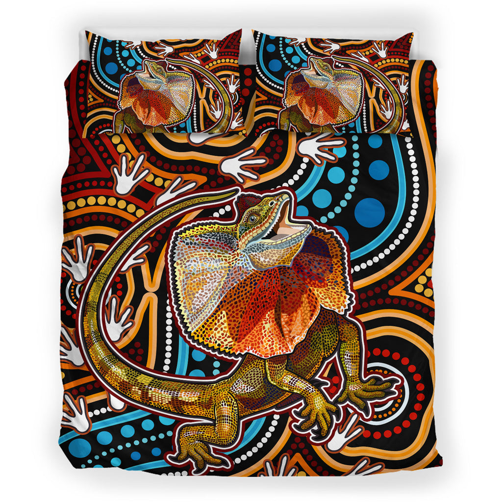 australia-indigenous-bedding-set-aboriginal-inspired-frill-necked-lizard-dreaming