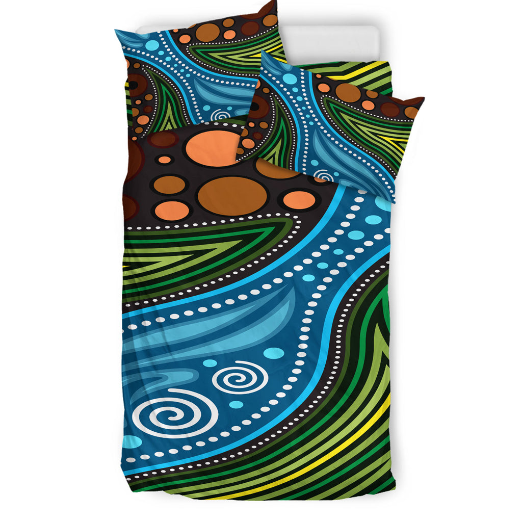 australia-indigenous-bedding-set-aboriginal-inspired-landscape-illustration-of-forest-river-and-land