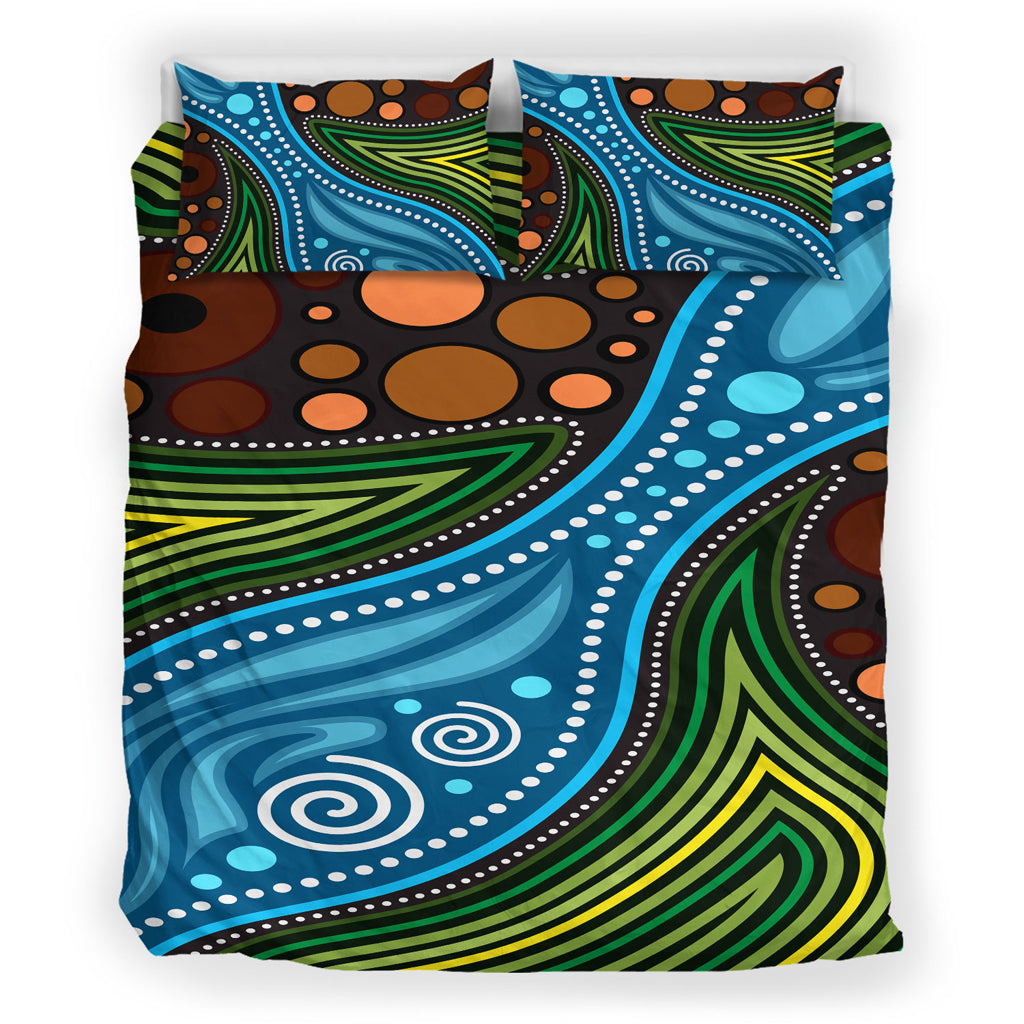 australia-indigenous-bedding-set-aboriginal-inspired-landscape-illustration-of-forest-river-and-land