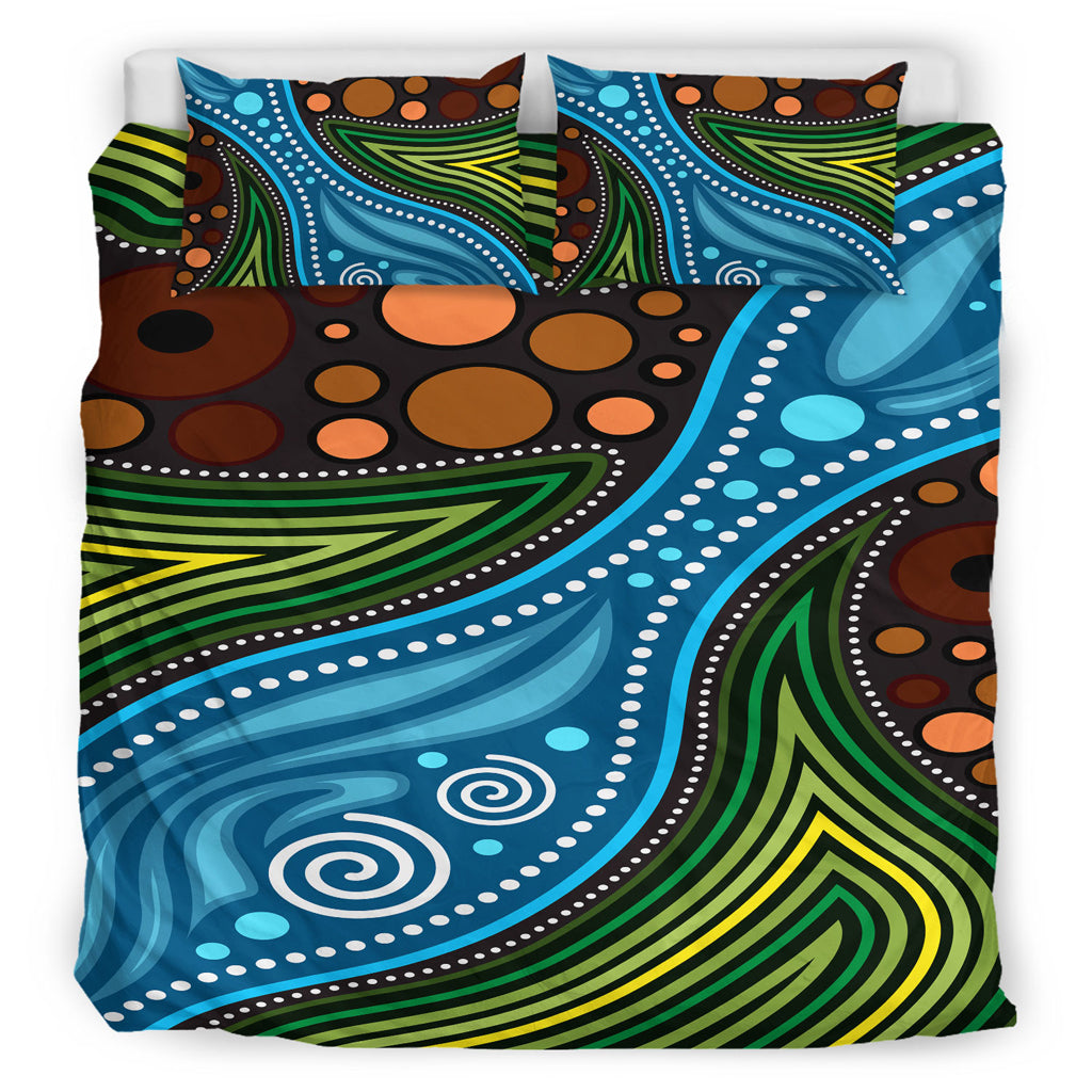 australia-indigenous-bedding-set-aboriginal-inspired-landscape-illustration-of-forest-river-and-land