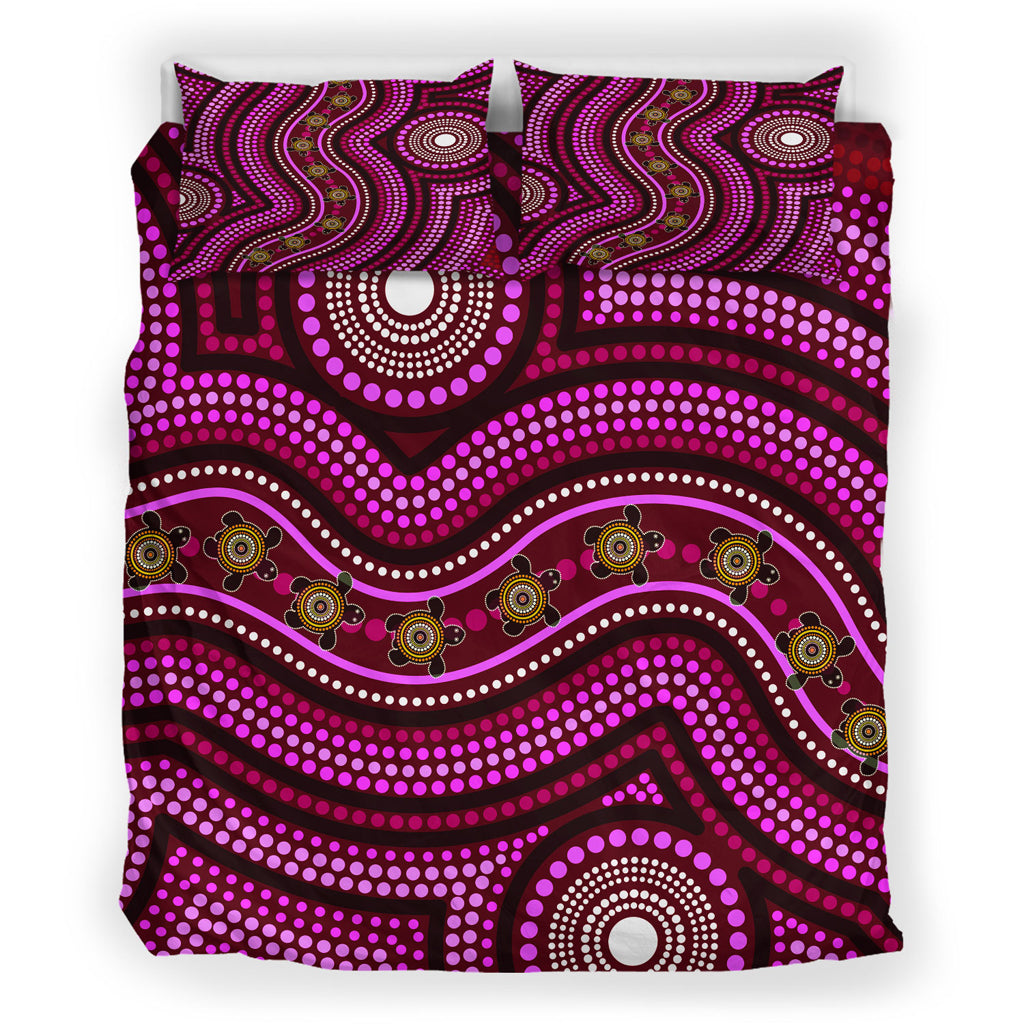 australia-indigenous-bedding-set-aboriginal-inspired-little-turtles-dreaming