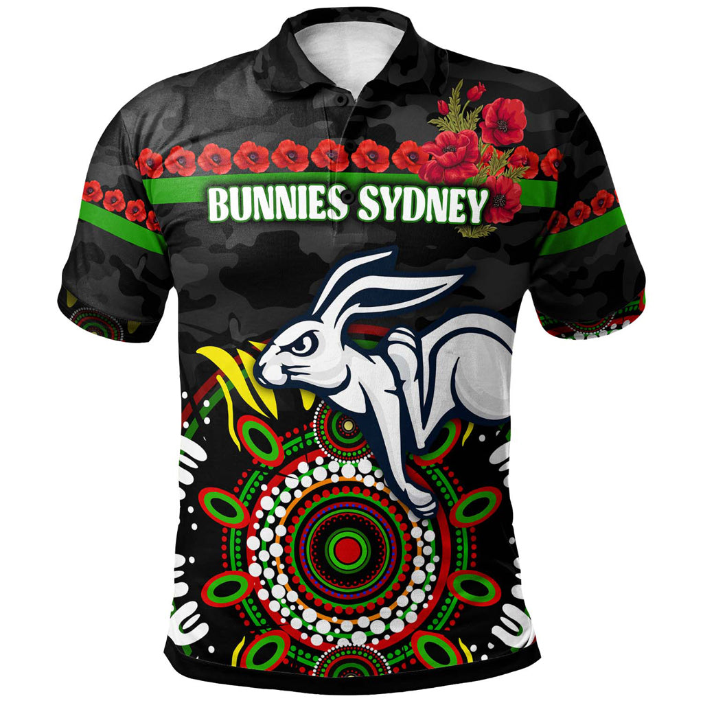 australia-sydney-anzac-custom-polo-shirt-poppies-rabbits-and-aboriginal-inspired-polo-shirt