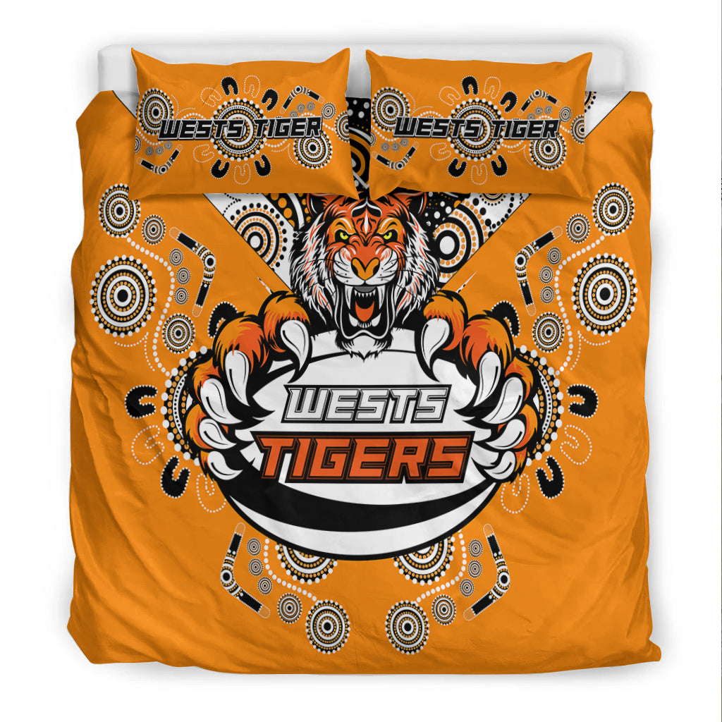 Wests Tiger Rugby Aboriginal Pattern Bedding Set - LT2