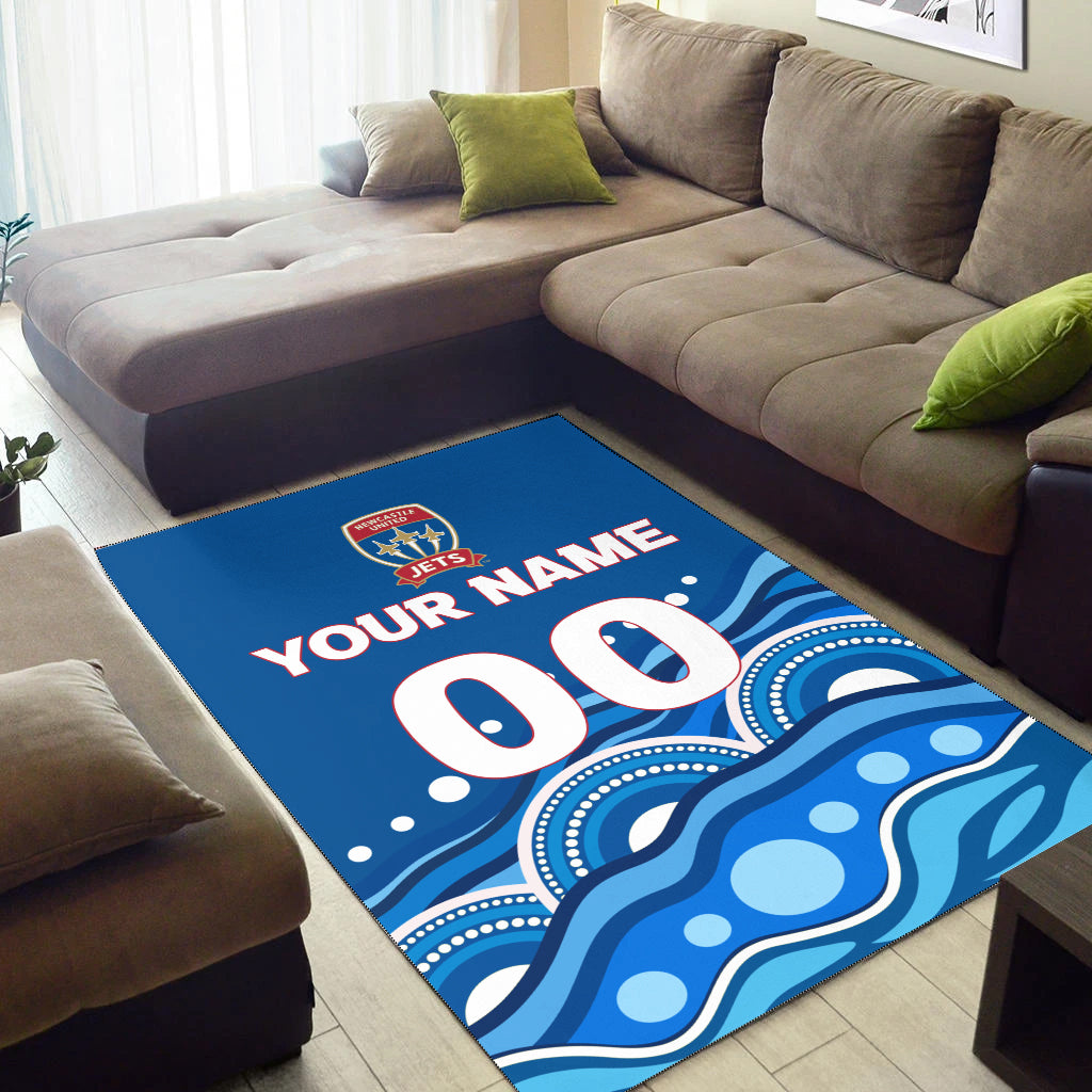 custom-personalised-newcastle-jets-area-rug-indigenous-dot-painting-art