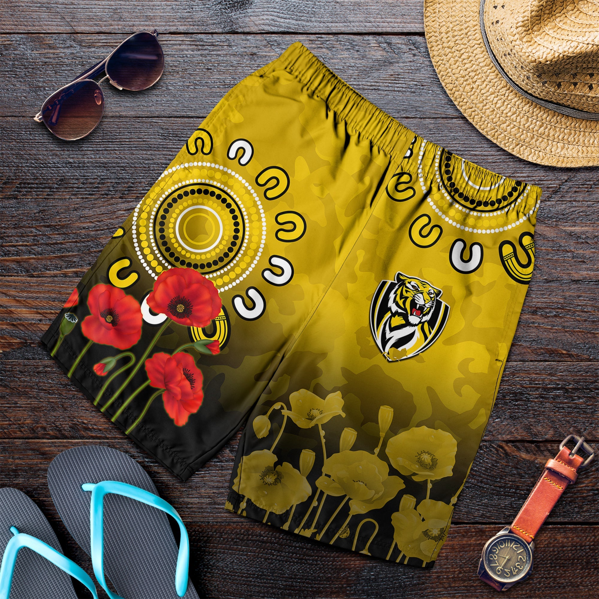 richmond-anzac-2022-men-shorts-tigers-aboriginal-poppy