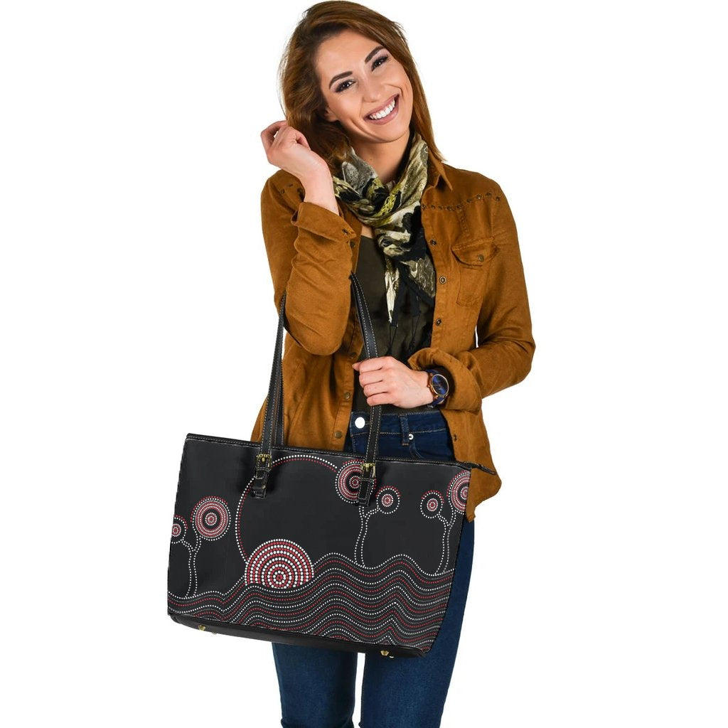 large-leather-tote-bag-aboriginal-pattern-black-style