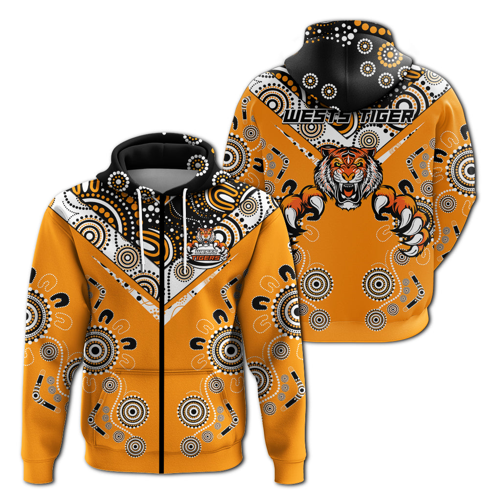 Wests Tiger Rugby Aboriginal Pattern Hoodie - LT2