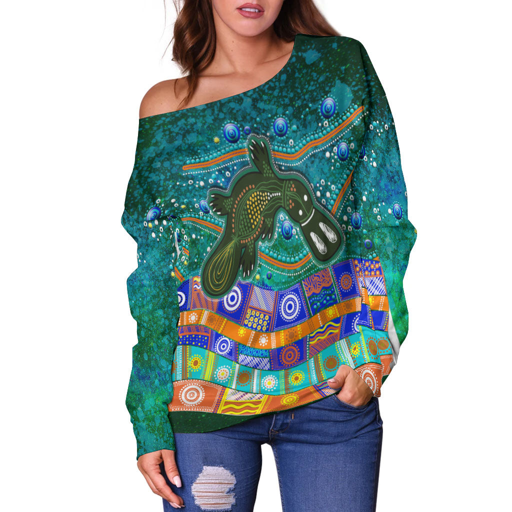 Aboriginal Platypus Painting Women Off Shoulder Sweater