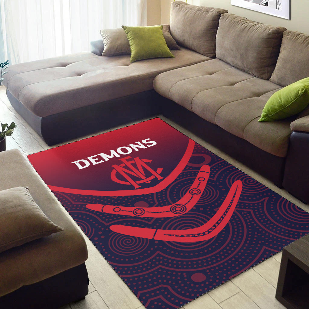 melbourne-demons-area-rug-aboriginal-dot-painting