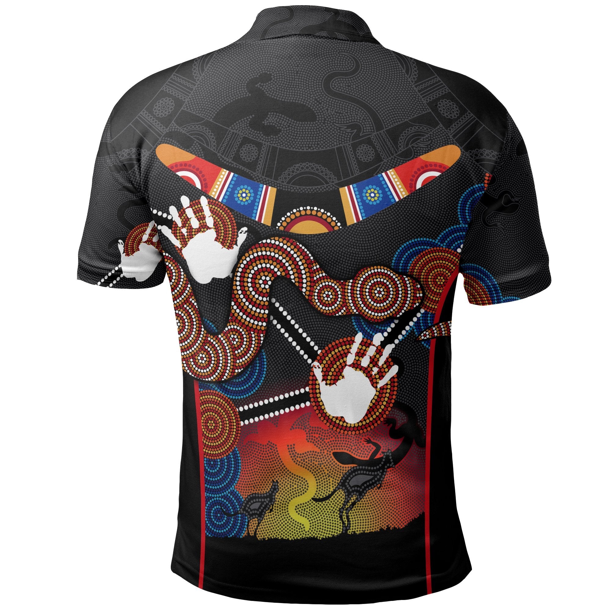 aboriginal-polo-shirt-australian-boomerang-and-snake-indigenous-art