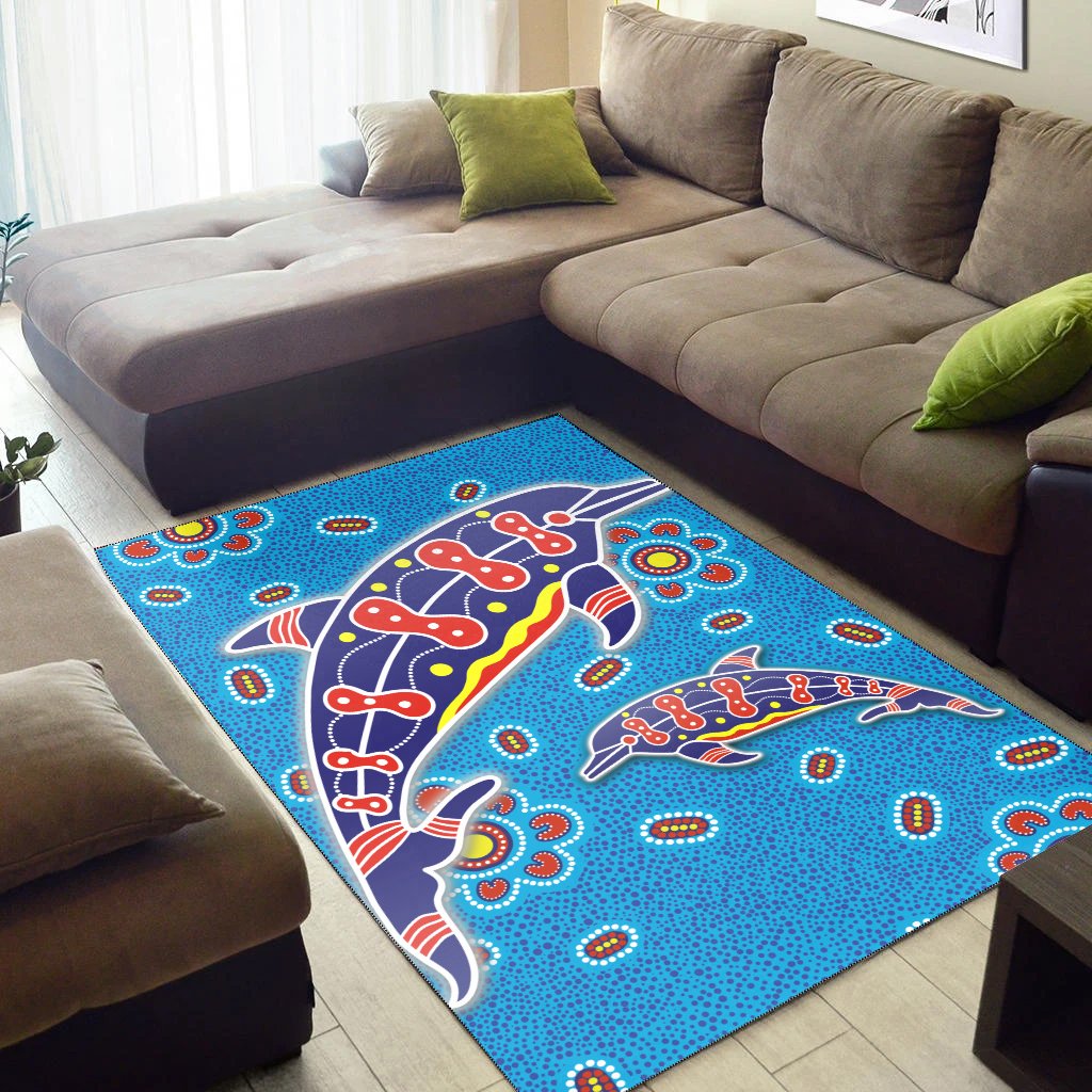 aboriginal-area-rug-dreamtime-dolphin-aboriginal-style